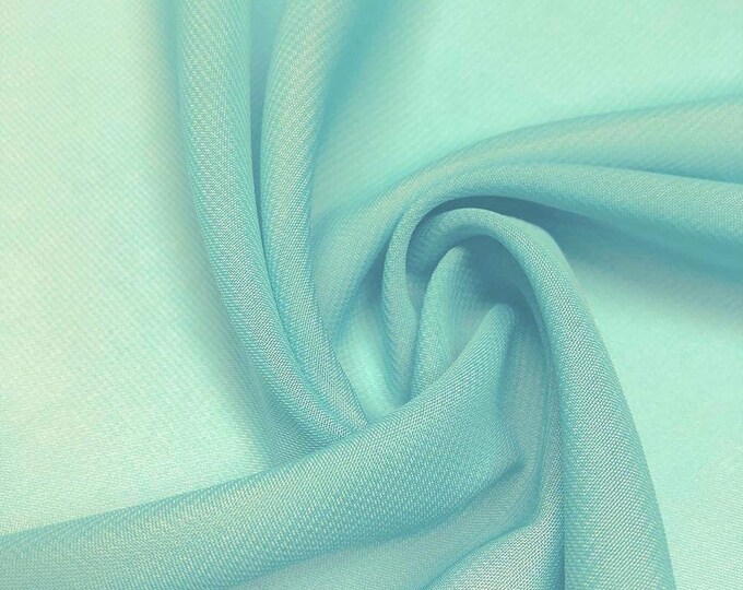 Aqua 58/60" Wide 100% Polyester Soft Light Weight, Sheer, See Through Chiffon Fabric Sold By The Yard.