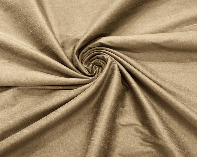 Khaki Polyester Dupioni Faux Silk Fabric/ 55” Wide/Wedding Fabric/Home Decor.