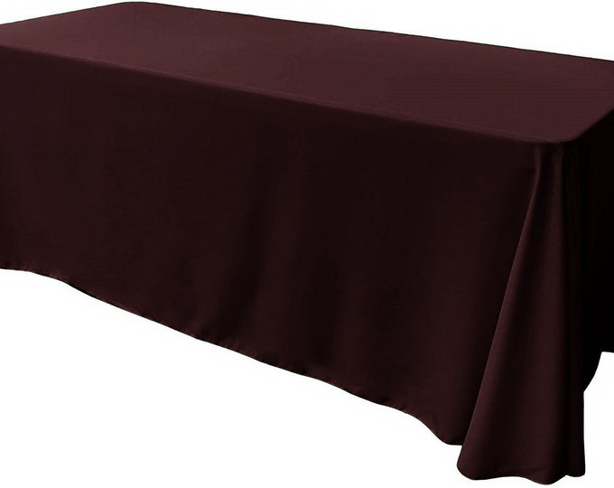 Burgundy - Rectangular Polyester Poplin Tablecloth Floor Length / Party supply
