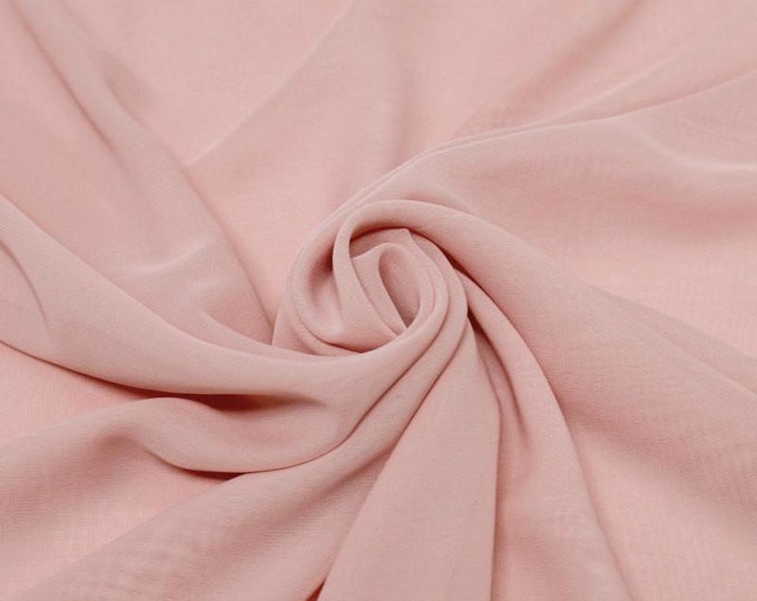 Dusty Rose 58/60" Wide 100% Polyester Soft Light Weight, Sheer, See Through Chiffon Fabric Sold By The Yard.