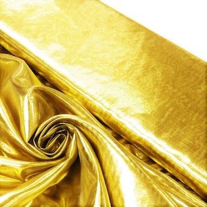 Dark Gold Metallic Shiny Light Weight Tissue Lame Fabric/Sewing Craft Wedding Party Draping Supplies.