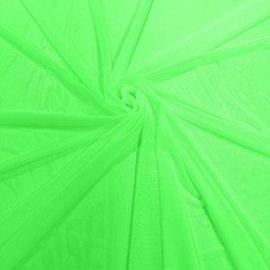 Neon Green 58/60&quot; Wide Solid Stretch Power Mesh Fabric Spandex/ Sheer See-Though/Sold By The Yard. New Colors