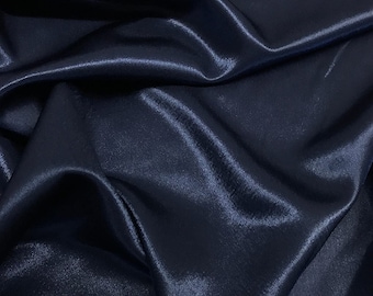 Navy Blue Crepe Back Satin Bridal Fabric Draper-Prom-wedding-nightgown- Soft 58"-60" Inches Sold by The Yard.
