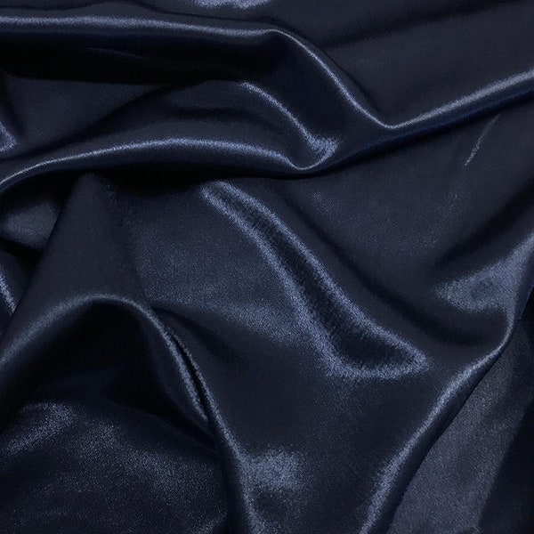 Navy Blue Crepe Back Satin Bridal Fabric Draper-Prom-wedding-nightgown- Soft 58"-60" Inches Sold by The Yard.