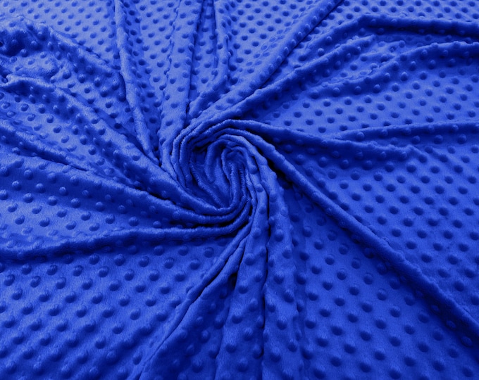 Royal Blue Polka Dot Minky Fabric By The Yard | Super Soft Minkee Fabric | 58’’ Wide | 2 Way Stretch Polka Dot Minky Fabric.