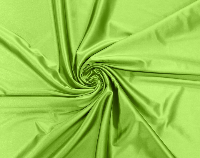 Neon Green Heavy Shiny Satin Stretch Spandex Fabric/58 Inches Wide/Prom/Wedding/Cosplays.