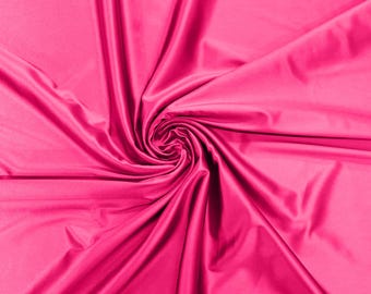 Neon Hot Pink Deluxe Shiny Polyester Spandex Fabric Stretch 58" Wide Sold by The Yard.