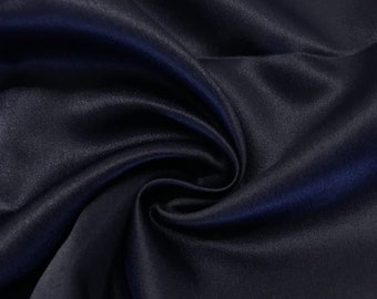 Navy Matte Satin (Peau de Soie) Duchess Fabric Bridesmaid Dress 58"-60" Wide Sold By The Yard.