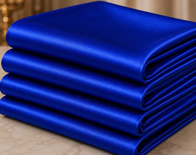 Royal Blue Heavy Shiny Satin Stretch Spandex Fabric 58" Wide, Satin Prom Dress Fabric, Wedding Gown Apparel Fabric By The Yard