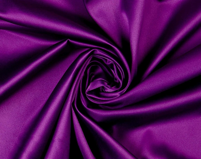 Jewel Purple 95 Percent  Polyester 5% Spandex, 58 Inches Wide Matte Stretch L'Amour Satin Fabric, Sold By The Yard.