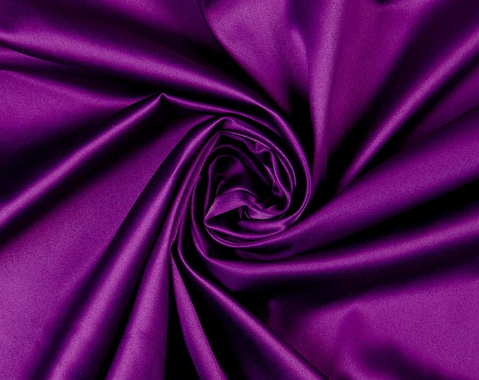 Jewel Purple 95 Percent  Polyester 5% Spandex, 58 Inches Wide Matte Stretch L'Amour Satin Fabric, Sold By The Yard.