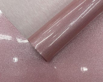 Tela de vinilo rosa ultrabrillante con purpurina para tapicería / Tela de vinilo para tapicería de prendas de vestir y manualidades, 54" de ancho.