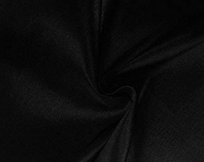 Black 58" Wide Medium Weight Stretch Two Tone Taffeta Fabric, Sold By The Yard.