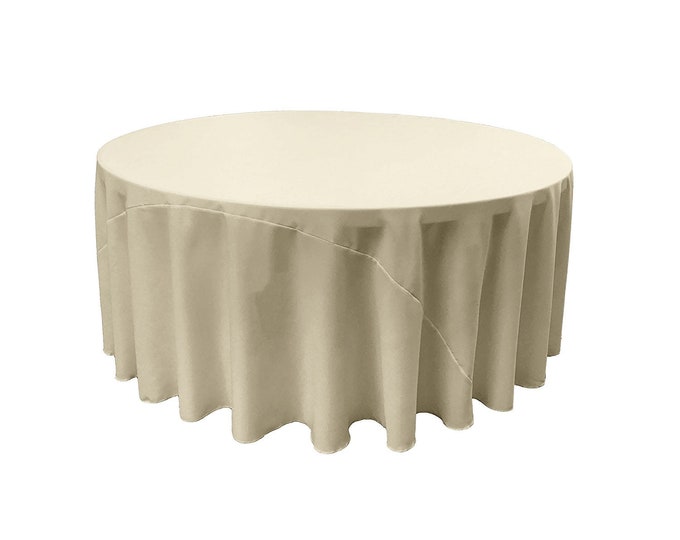 Dark Ivory - Solid Round Polyester Poplin Tablecloth With Seamless.
