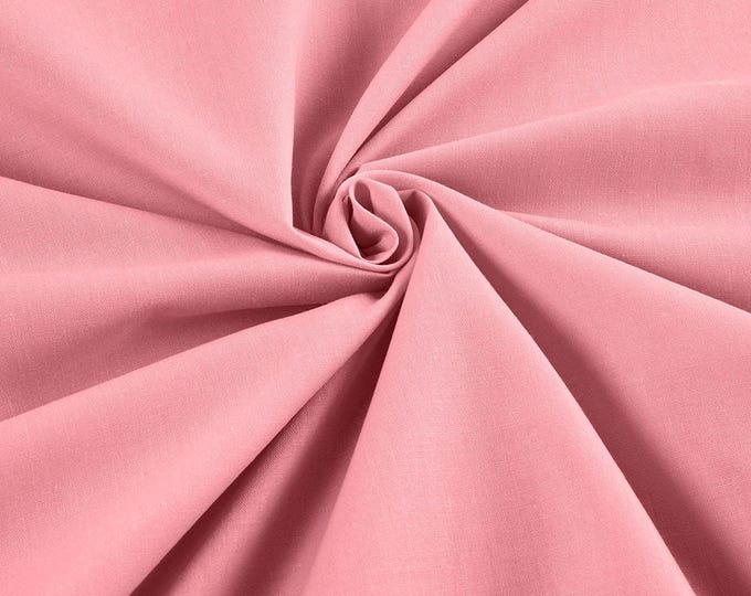 Candy Pink Lightweight Poly Cotton Broadcloth Fabric| 58" Wide| Bed sheets| Apparel.