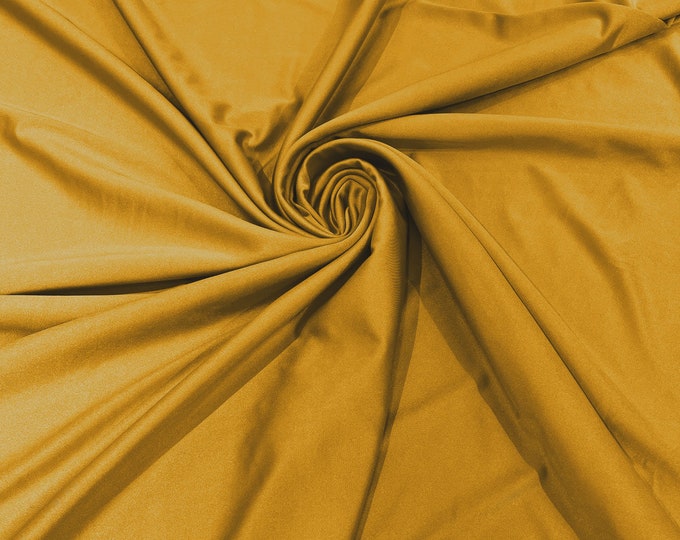 Gold Shiny Milliskin Nylon Spandex Fabric 4 Way Stretch 58" Wide Sold by The Yard