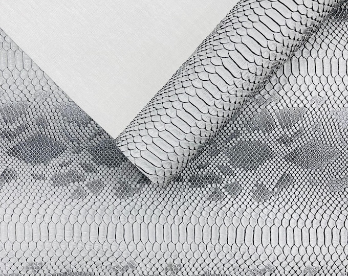 Silver Viper Snake Skin Texture Faux Leather Fabric| 54" Wide| Upholstery| Bags.