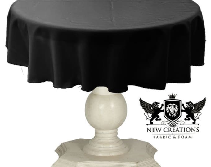 Black Round Tablecloth Solid Dull Bridal Satin Overlay for Small Coffee Table Seamless.