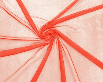 Coral Stretch Power Mesh Fabric: Sheer Spandex, 60" Wide, Sold By The Yard