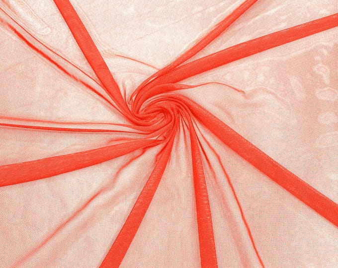 Coral Stretch Power Mesh Fabric: Sheer Spandex, 60" Wide, Sold By The Yard
