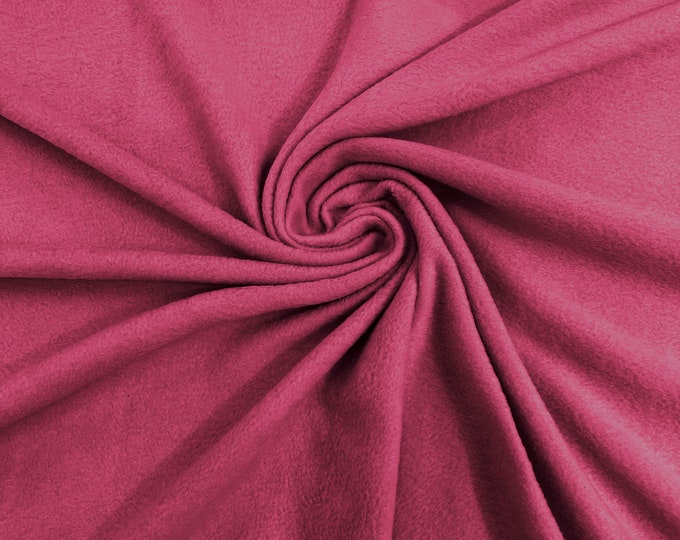 Fuchsia Solid Polar Fleece Fabric Anti-Pill 58" Wide Sold by The Yard.