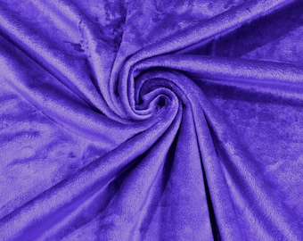 Purple Solid Smooth Minky Fabric for Quilting, Blankets, Baby & Pet Accessories, Pillows, Throws, Clothes, Stuffed Toys, Costume.