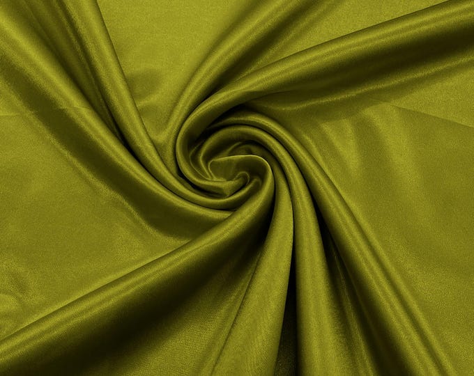Medium Olive Crepe Back Satin Fabric 58" Wide| Bridal| Prom| Nightgown| Wedding.