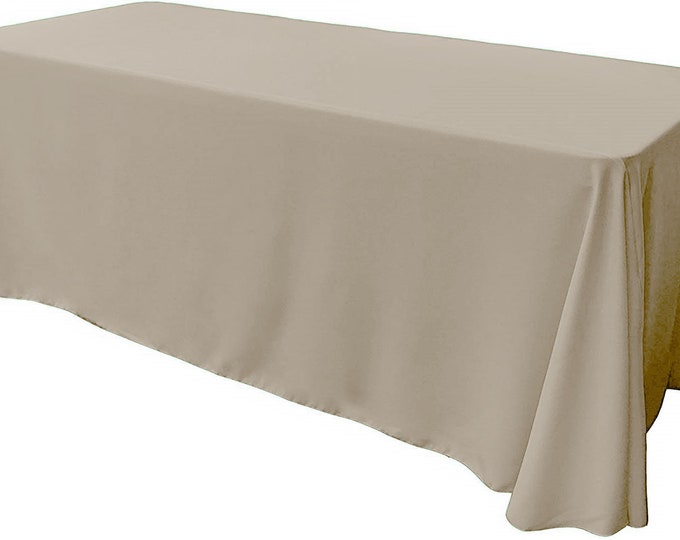 Taupe - Rectangular Polyester Poplin Tablecloth Floor Length / Party supply