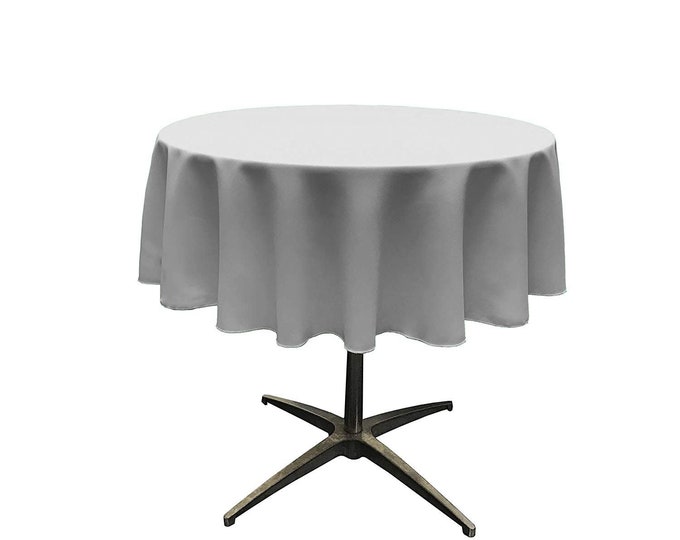 Silver - Solid Round Polyester Poplin Tablecloth Seamless.