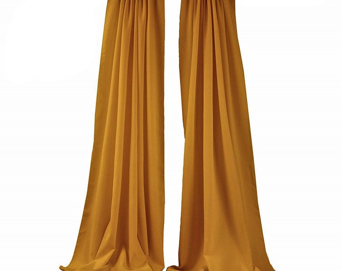 Mustard Gold 2 Panels Backdrop Drape, All Sizes Available in Polyester Poplin, Party Supplies Curtains.