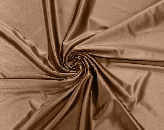 Mocha Heavy Shiny Satin Stretch Spandex Fabric/58 Inches Wide/Prom/Wedding/Cosplays.