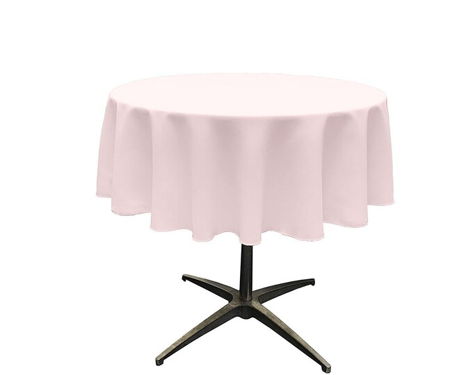 Feather Pink - Solid Round Polyester Poplin Tablecloth Seamless.