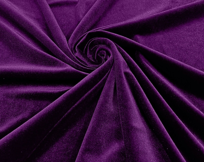 Magenta 60" Wide 90% Polyester 10 percent Spandex Stretch Velvet Fabric for Sewing Apparel Costumes Craft, Sold By The Yard.