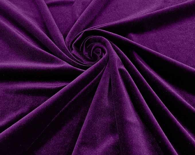 Magenta 60" Wide 90% Polyester 10 percent Spandex Stretch Velvet Fabric for Sewing Apparel Costumes Craft, Sold By The Yard.