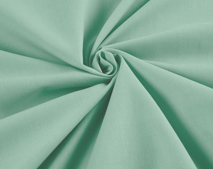 Mint- 58-59" Wide Premium Light Weight Poly Cotton Blend Broadcloth Fabric Sold By The Yard.