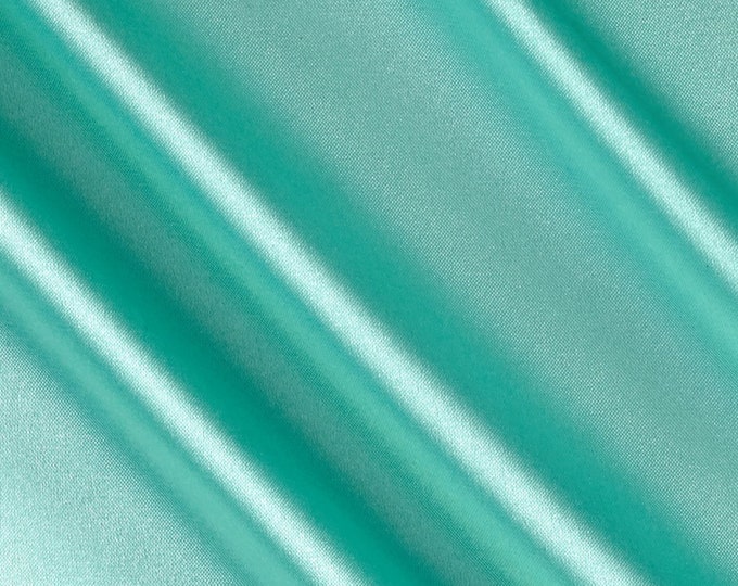 Mint Green 58-59" Wide - 96 percent Polyester, 4% Spandex Light Weight Silky Stretch Charmeuse Satin Fabric by The Yard.