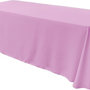Pink - Rectangular Polyester Poplin Tablecloth Floor Length / Party supply