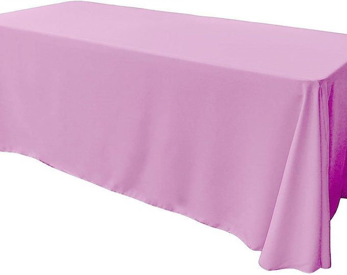 Pink - Rectangular Polyester Poplin Tablecloth Floor Length / Party supply