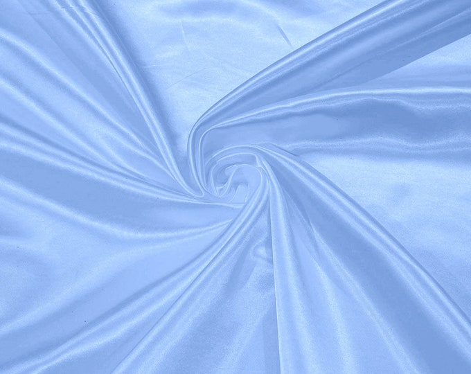 Baby Blue Heavy Shiny Bridal Satin Fabric for Wedding Dress, 60" inches wide sold by The Yard. New Colors