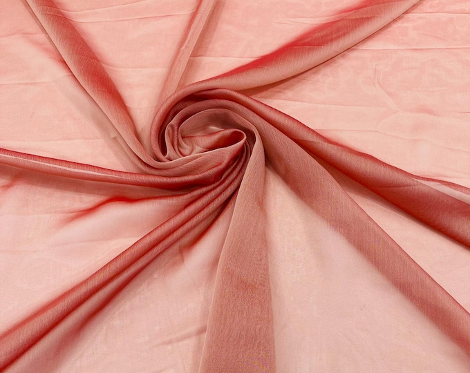 Chiffon Two Tone Sheer Fabric, by The Yard - Coral