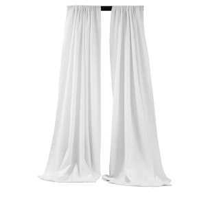 White 2 Panels Backdrop Drape, All Sizes Available in Polyester Poplin, Party Supplies Curtains.