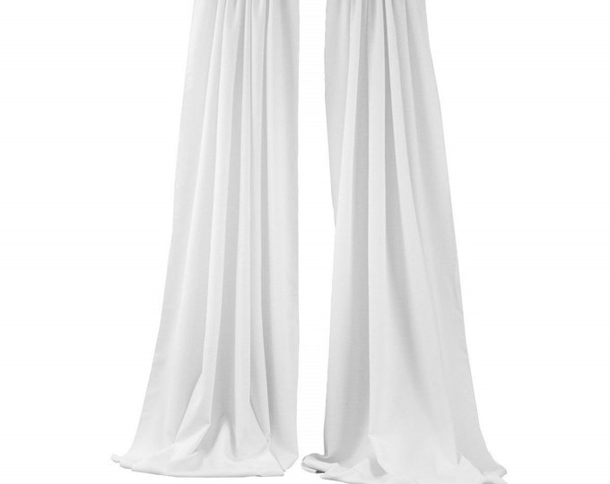 White 2 Panels Backdrop Drape, All Sizes Available in Polyester Poplin, Party Supplies Curtains.