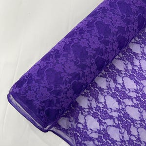 Purple Floral Vintage 4-Way Stretch Lace by the yard.