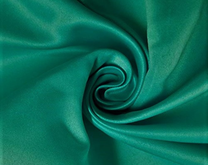 Teal Green Heavy Shiny Bridal Satin Fabric for Wedding Dress, 60" inches wide sold by The Yard.