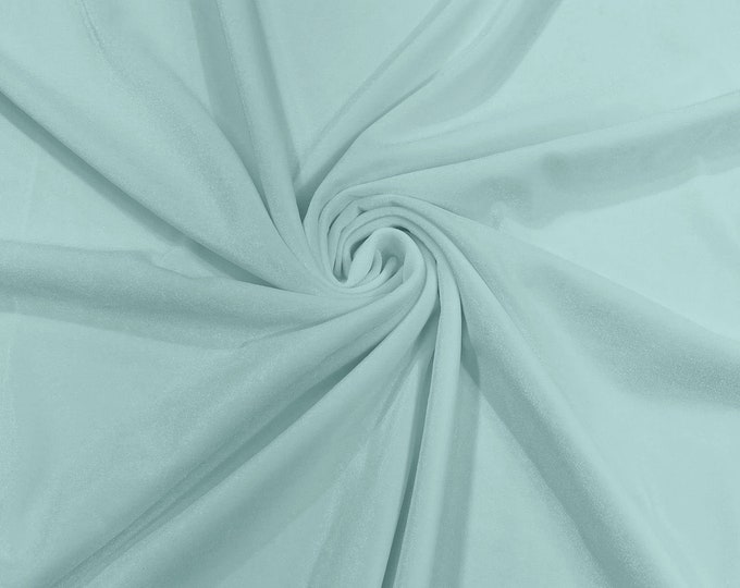 Icy Blue 60" Wide 90% Polyester 10 percent Spandex Stretch Velvet Fabric for Sewing Apparel Costumes Craft, Sold By The Yard.