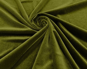 N Olive 60" Wide 90% Polyester 10 percent Spandex Stretch Velvet Fabric for Sewing Apparel Costumes Craft, Sold By The Yard.