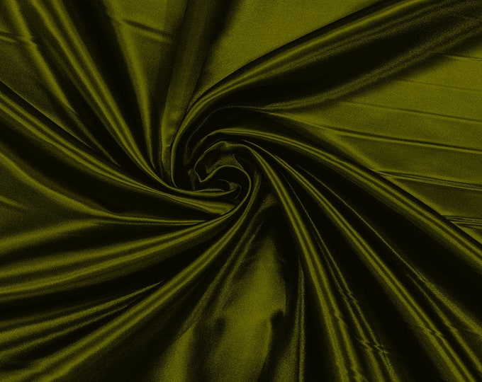Olive Green Heavy Shiny Bridal Satin Fabric for Wedding Dress, 60" inches wide sold by The Yard. New Colors
