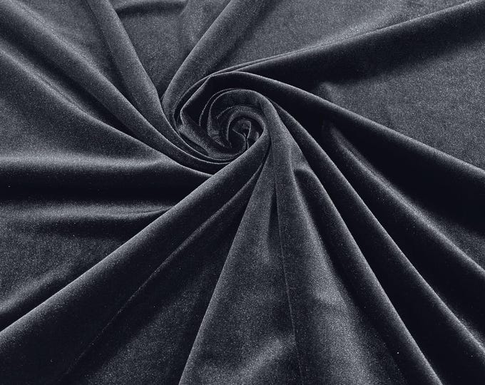 Charcoal Stretch Velvet Fabric 58" Wide| Apparel Costumes, Sold By The Yard