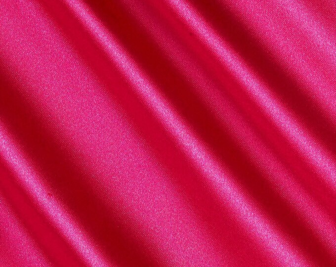 Fuchsia 58-59" Wide - 96 percent Polyester, 4% Spandex Light Weight Silky Stretch Charmeuse Satin Fabric by The Yard.