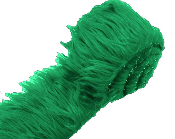 Kelly Green Long Pile Soft Faux Fur Fabric STRIP for Fur suit, Cosplay Costume, Photo Prop, Trim, Throw Pillow, Crafts.